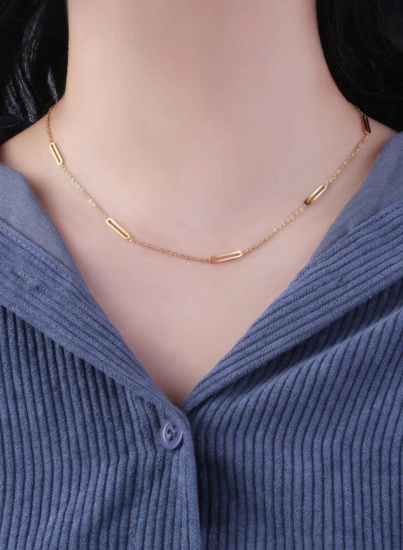 إيكوال سلسال شوكر أنيق من الاستانلس ستيل مطلي باللون الذهبي - Image 1