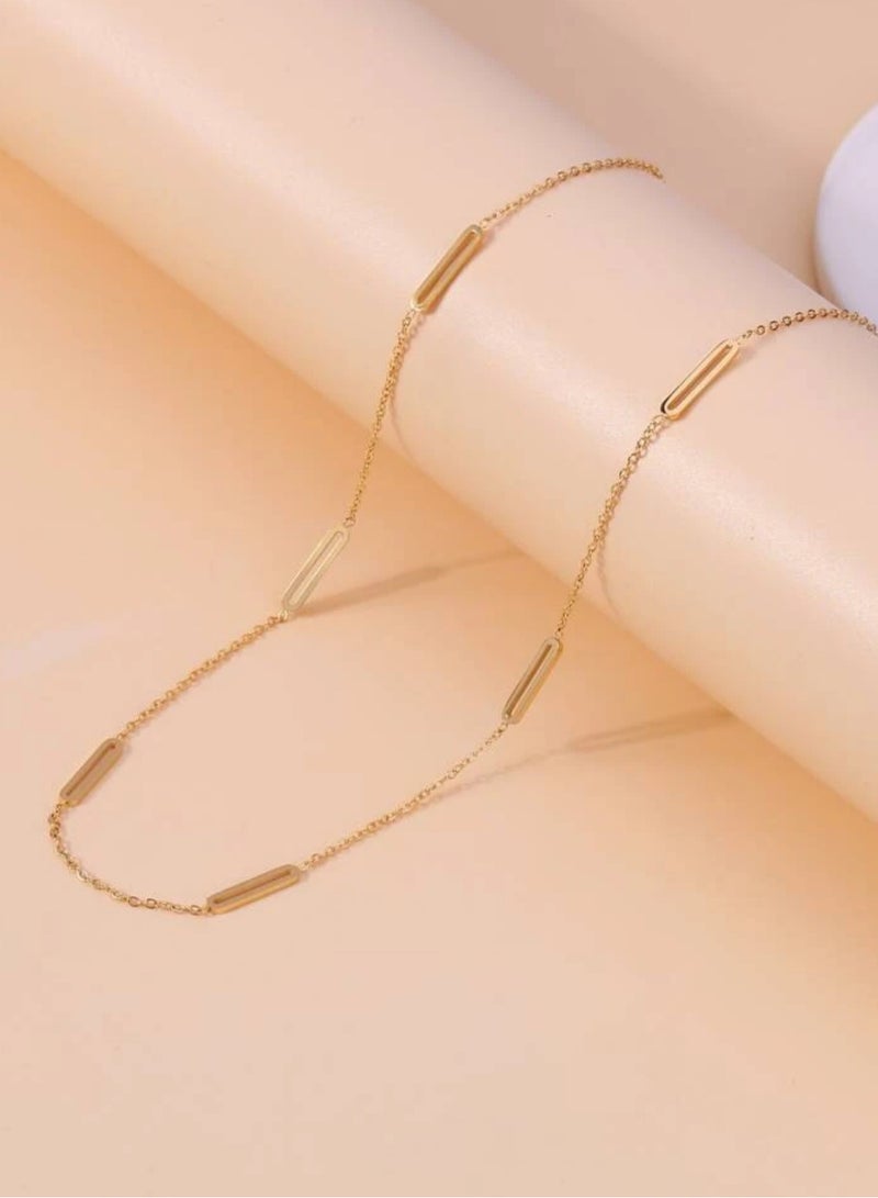 إيكوال سلسال شوكر أنيق من الاستانلس ستيل مطلي باللون الذهبي - Image 2