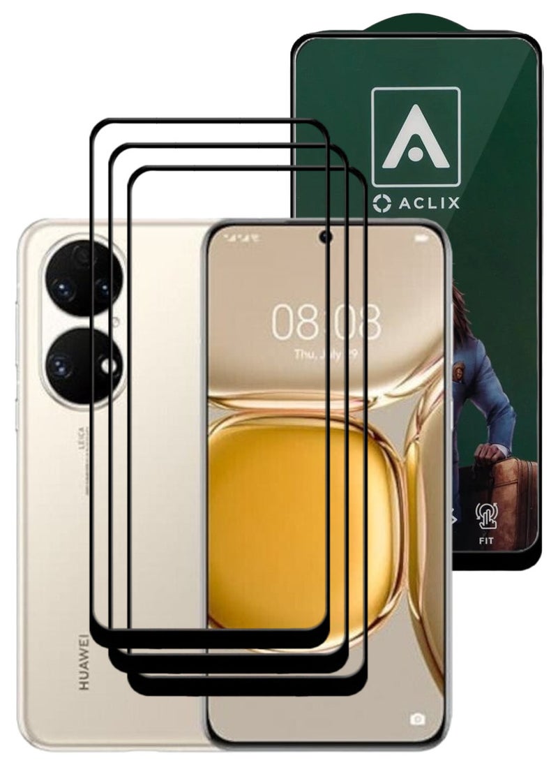 ACLIX 3 Pieces Antistatic ESD Dustproof Premium Quality High Definition Tempered Glass Screen Protector Designed For Huawei P50 - Image 1