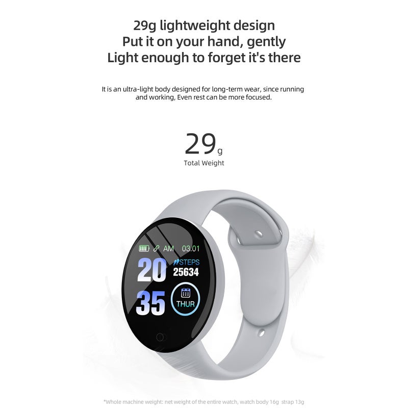 D18PRO Smart Bracelet 1.44'' OLED Single-touch Screen Macaron Ultra-light Body Heart Rate/Blood Pressure Monitor Multiple Sports Mode 3-5 days Standby Message Reminder/Music Control/Weather - Image 3