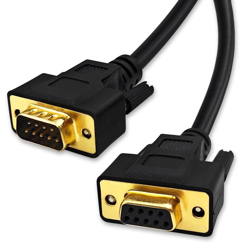 XANHAM 6.6 Feet(2 Meter) DB9 Straight Through 9 Pin RS232 Serial Extension Cable Double Shielded, Metal Braided&AL-foil, Female to Male, Black, SC902S08FM - Image 1