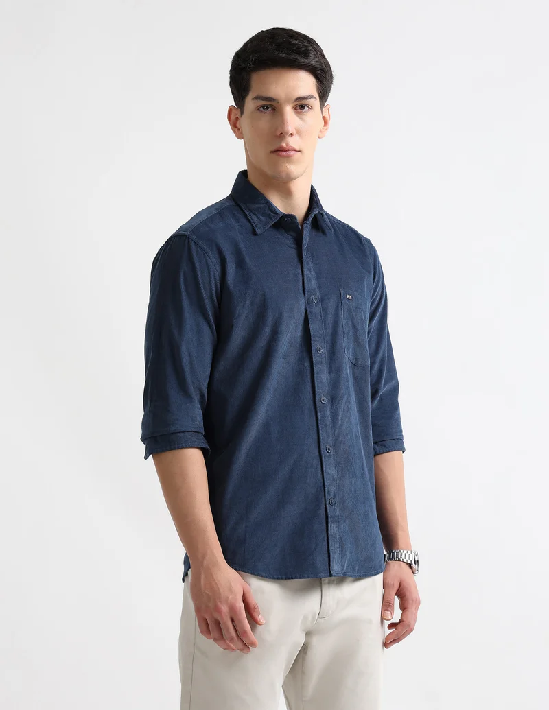 Arrow Dark Blue Slim Fit Outdoor Shirt for Men | Best Price UAE