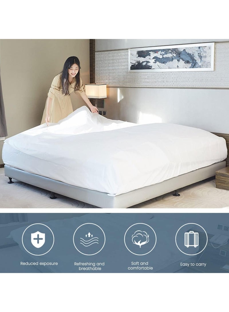 KASTWAVE Disposable Bed Sheets Fitted Sheet Queen, Disposable Travel Sheets for Travel with Quilt Cover and Pillowcase, Disposable Bedding Travel Bedding Disposable Sheets (4-piece set)  - Image 5
