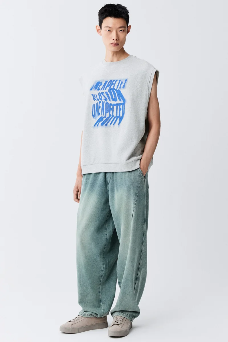 H&M  Loose Fit Printed interlock vest top for Men | Best Price UAE