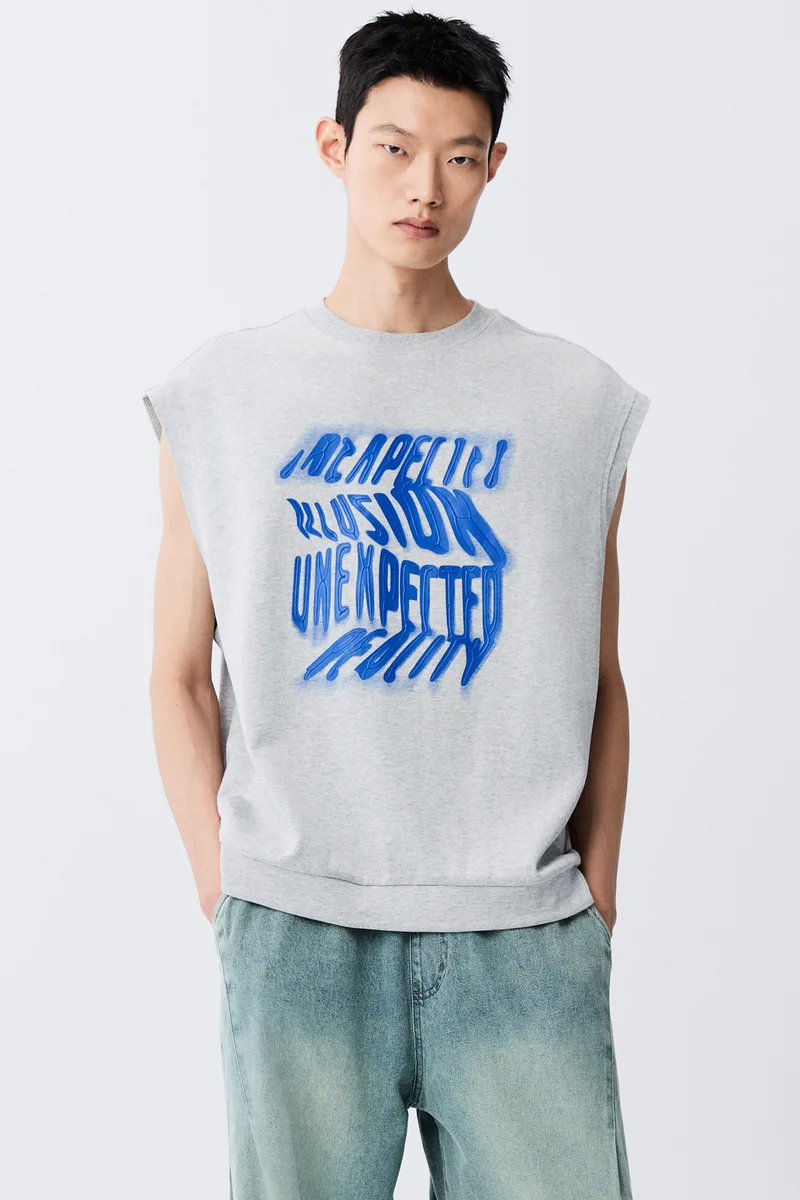 Loose Fit Printed interlock vest top