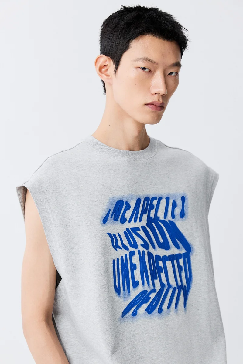 H&M  Loose Fit Printed interlock vest top for Men | Best Price UAE