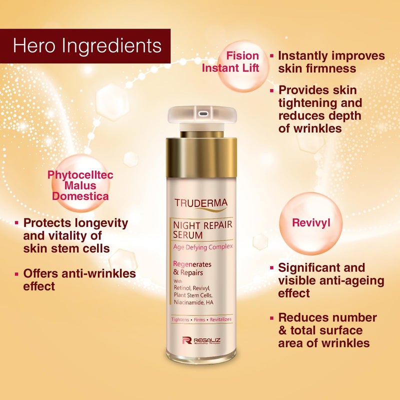 Regaliz Truderma Night Repair Serum  Overnight Formula for Healthy Radiant Skin  30 ml - Image 5