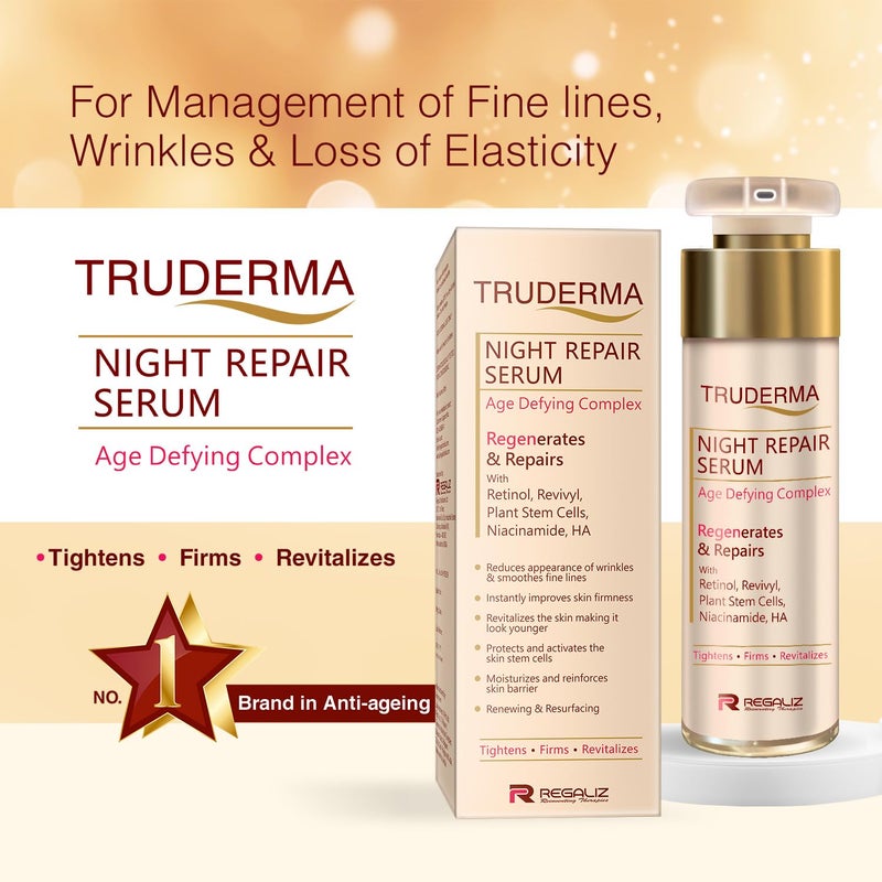 Regaliz Truderma Night Repair Serum  Overnight Formula for Healthy Radiant Skin  30 ml - Image 2