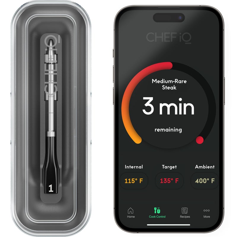CHEF iQ Sense Smart Wireless Meat Thermometer with UltraThin Probe Unlimited Range Bluetooth Meat Thermometer Digital Food Thermometer for Remote Monitoring of BBQ Grill Oven Smoker Air Fryer