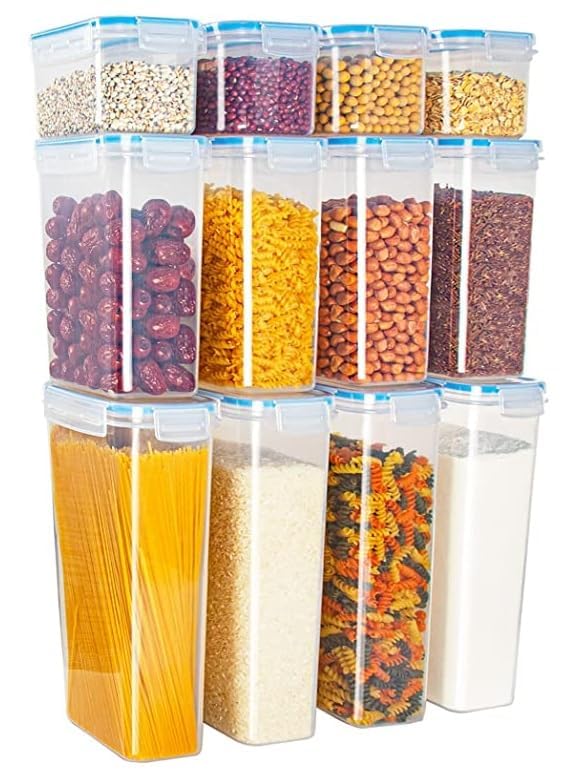 ENTITY Airtight Food Storage Containers Plastic Kitchen Storage Jars and Container Set, Kitchen Storage Container, Jar Set for Kitchen, Fridge Storage Containers (Set of 12 Containers) - Image 2