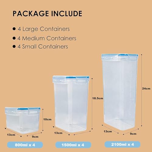 ENTITY Airtight Food Storage Containers Plastic Kitchen Storage Jars and Container Set, Kitchen Storage Container, Jar Set for Kitchen, Fridge Storage Containers (Set of 12 Containers) - Image 3
