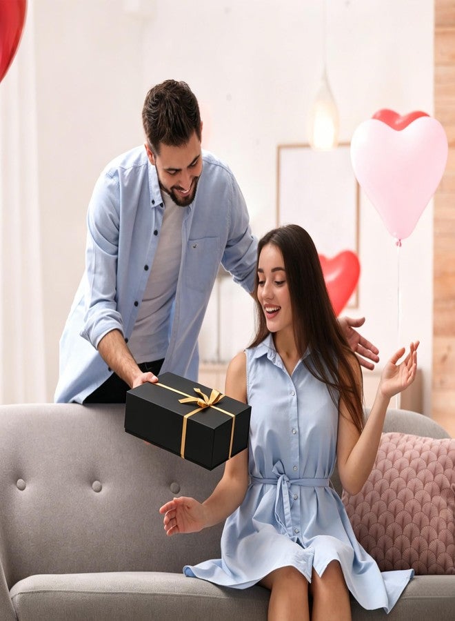 TVG Black Gift Box,Gift Boxes with Lids Magnetic Closure,Rectangle Presents Collapsible Box for Christmas,Birthday,Halloween,Wedding,Valentines Gift Packging,Included Gift Card,Ribbon and Filler (Black-9.92*6.77*4.13'' - Image 5