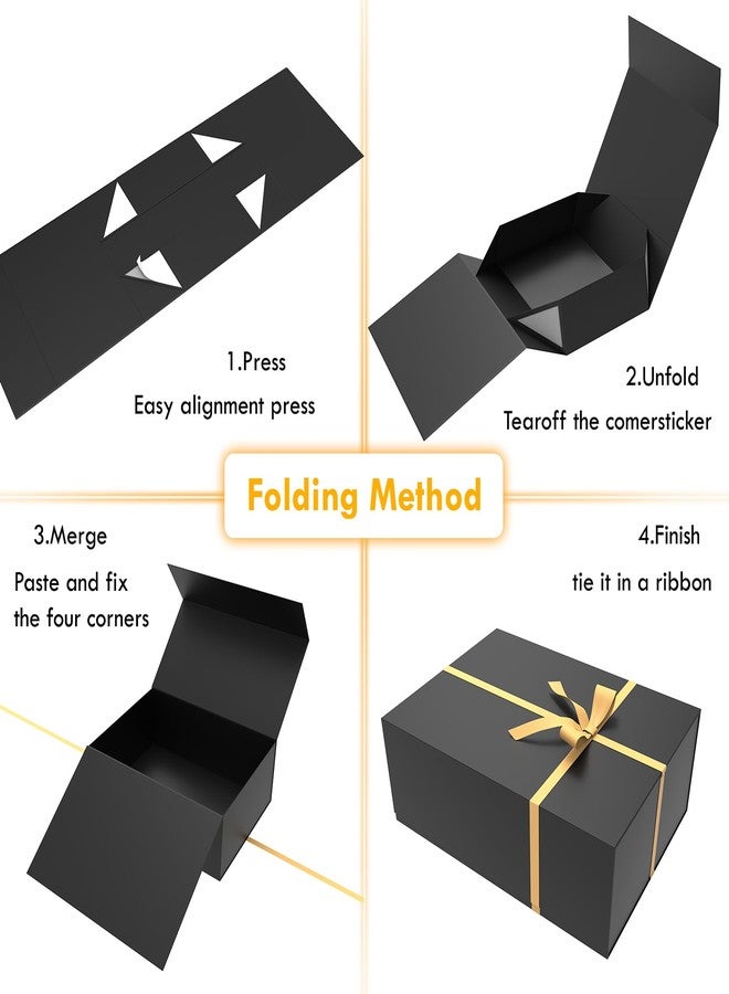 TVG Black Gift Box,Gift Boxes with Lids Magnetic Closure,Rectangle Presents Collapsible Box for Christmas,Birthday,Halloween,Wedding,Valentines Gift Packging,Included Gift Card,Ribbon and Filler (Black-9.92*6.77*4.13'' - Image 4