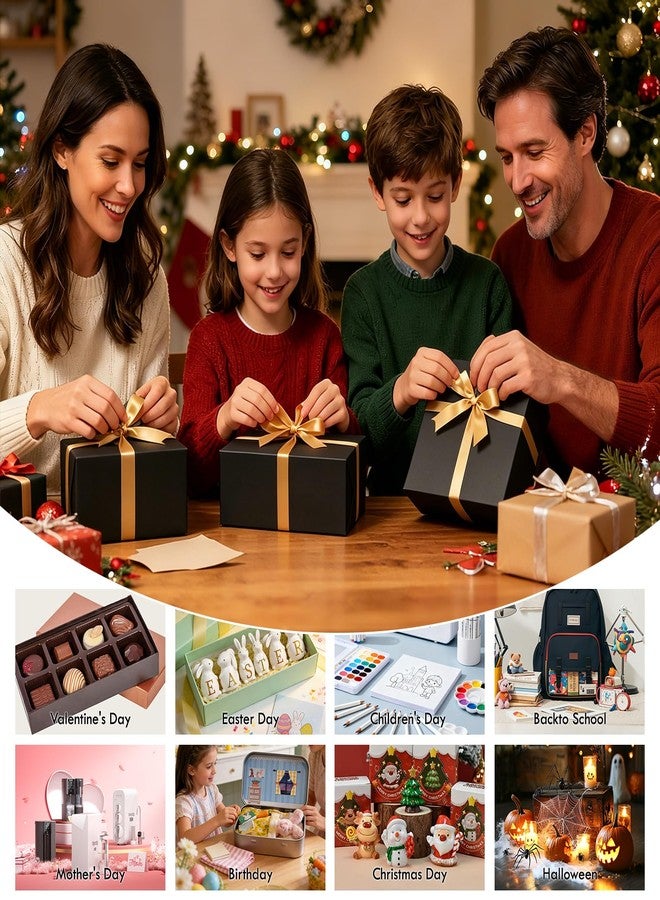 TVG Black Gift Box,Gift Boxes with Lids Magnetic Closure,Rectangle Presents Collapsible Box for Christmas,Birthday,Halloween,Wedding,Valentines Gift Packging,Included Gift Card,Ribbon and Filler (Black-9.92*6.77*4.13'' - Image 2