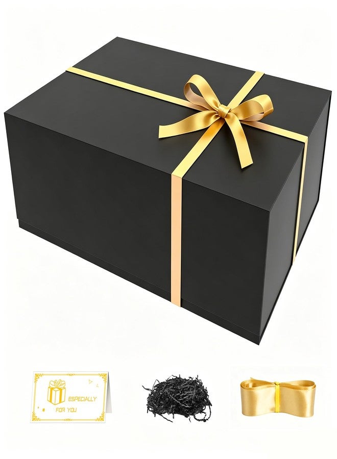 TVG Black Gift Box,Gift Boxes with Lids Magnetic Closure,Rectangle Presents Collapsible Box for Christmas,Birthday,Halloween,Wedding,Valentines Gift Packging,Included Gift Card,Ribbon and Filler (Black-9.92*6.77*4.13'' - Image 1