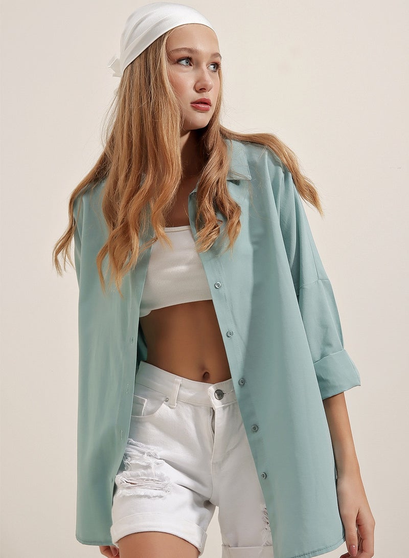 Drop Shoulder Button Down Collared Shirt  - Image 4