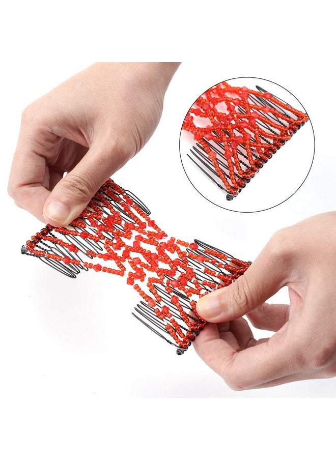 Greatstar 6Pacs Ez Stretch Pearls Combs For Girl Magic Beading Hair Combdouble Clips Hair Styling Accessories For Women Girls Hair Beauty (6*Random)  - Image 5