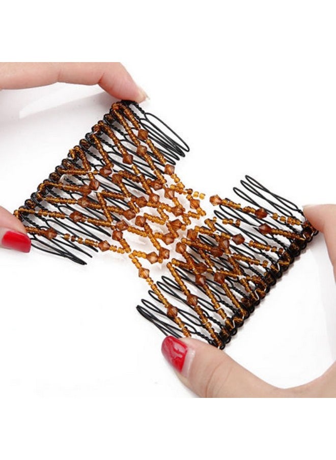 Greatstar - 6Pacs Ez Stretch Pearls Combs For Girl Magic Beading Hair Combdouble Clips Hair Styling Accessories For Women Girls Hair Beauty (6*Random) - Image 1