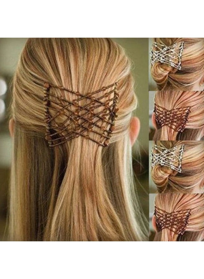 Greatstar 6Pacs Ez Stretch Pearls Combs For Girl Magic Beading Hair Combdouble Clips Hair Styling Accessories For Women Girls Hair Beauty (6*Random)  - Image 2