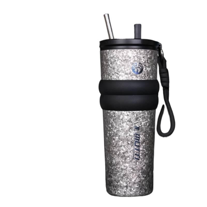 كوب قهوة للسفر بغطاء بشفاط ومناسب لحامل الأكواب، 700 ml باللون الأحمر مع غطاء بقشة للمدرسة للهدايا - Image 2