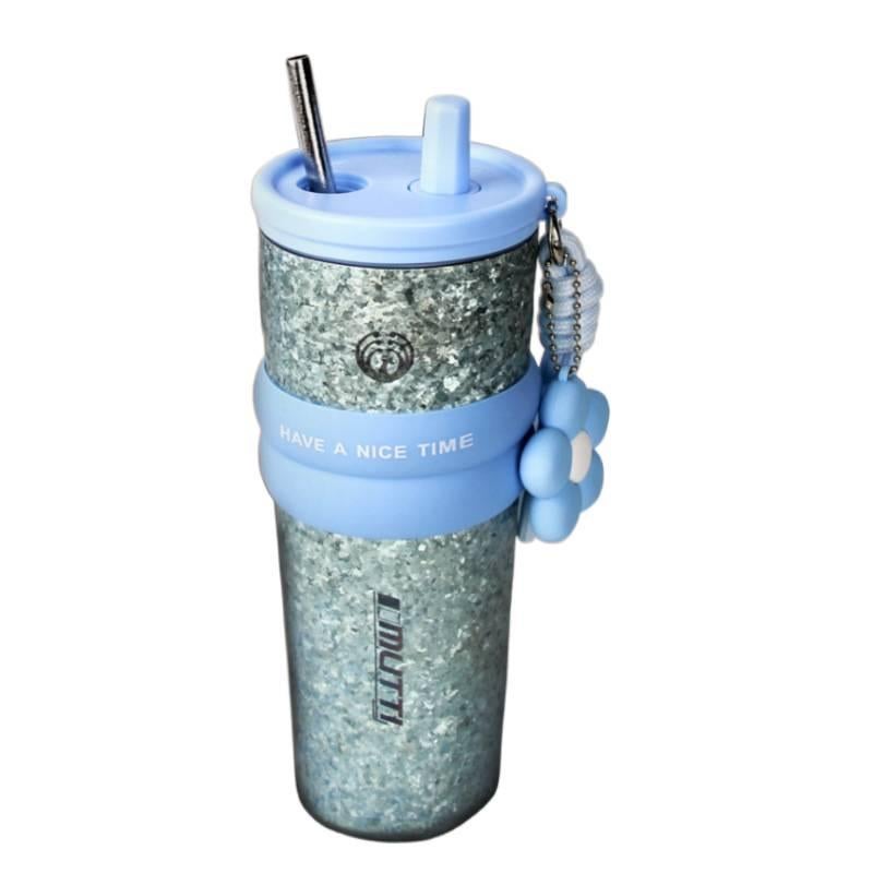 كوب قهوة للسفر بغطاء بشفاط ومناسب لحامل الأكواب، 700 ml باللون الأحمر مع غطاء بقشة للمدرسة للهدايا - Image 4