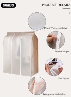 DUNISO Hanging Garment Bag, Large Closet Clothing Protector, Dust-proof Hanging Clothes Storage Bag Wardrobe Garment Storage Bag, Coat Covers for Closet with Zipper for Suits, Shirts, Jackets, Long Dress  - Image 2