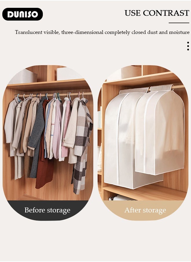 DUNISO Hanging Garment Bag, Large Closet Clothing Protector, Dust-proof Hanging Clothes Storage Bag Wardrobe Garment Storage Bag, Coat Covers for Closet with Zipper for Suits, Shirts, Jackets, Long Dress  - Image 3