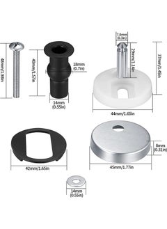 HY Upgraded 2 Full set Toilet Seat Hinge Fixings Top Fix Nuts Screws Quick Release Hinges Fittings Rubber Back To Wall For Toilet Seat Hinges Replacement  - Image 2