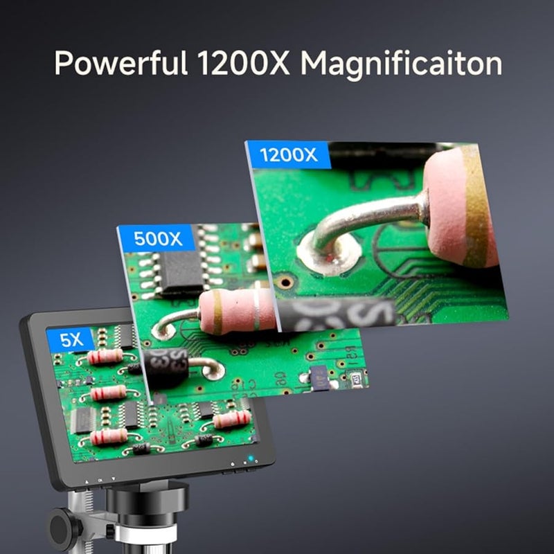 7 Inch LCD Digital Microscope with Adjustable LED Light for Educational Industrial Electronics - Image 4