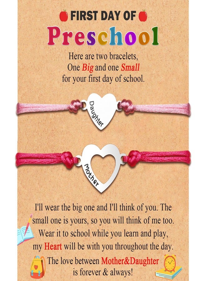 FIEEFX First Day of Preschool Pre K Bracelet First Day of School for Mother and Daughter Bracelets Set for 2 Back to School Gifts Bracelet for Daughter Girls - Image 1