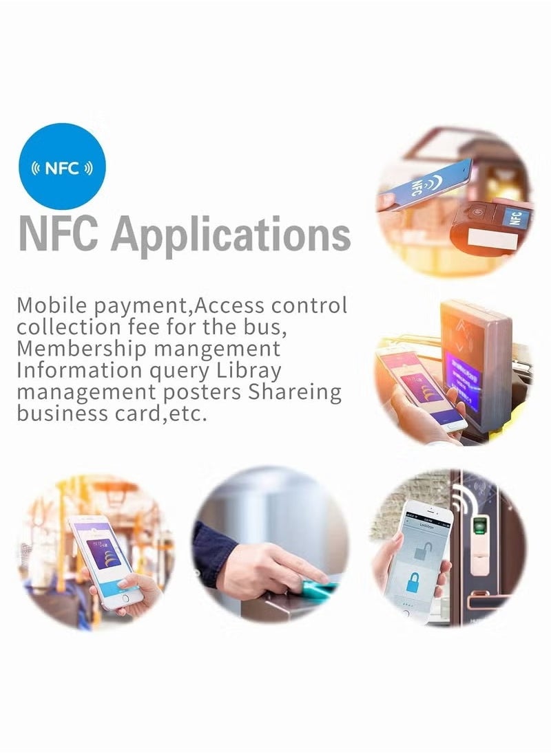 إكسفور ‌5/10/20/30/50/80/100/150/200 قطعة بطاقات NFC من نوع NTAG215، رقاقة NFC بسعة 504 بايت، بطاقات عمل NFC فارغة قابلة للبرمجة وإعادة الكتابة متوافقة مع هواتف NFC والأجهزة الذكية (مستطيلة الشكل - 20 قطعة نموذجاً)  - Image 4