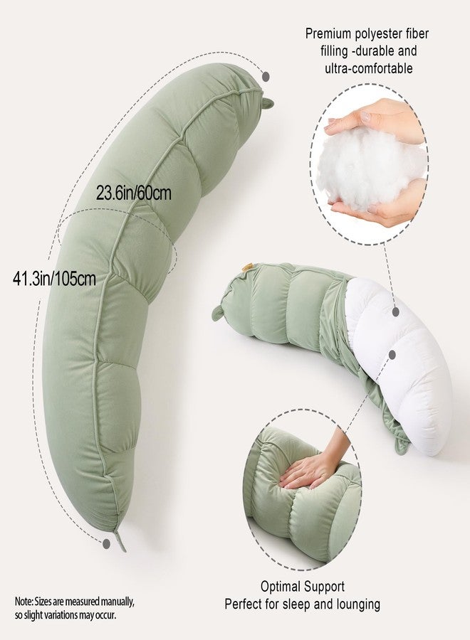 Ailuteie Peallow(Pat. Pend) - Long Round Body Pillow for Adults, Bolster Pillow for Sleeping, Soft and Supportive Pillow for Sleeping & Lumbar Support (Celadon Green, 29.5") - Image 3