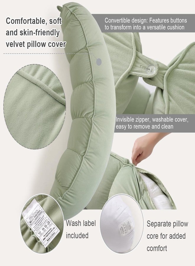 Ailuteie Peallow(Pat. Pend) - Long Round Body Pillow for Adults, Bolster Pillow for Sleeping, Soft and Supportive Pillow for Sleeping & Lumbar Support (Celadon Green, 29.5") - Image 4