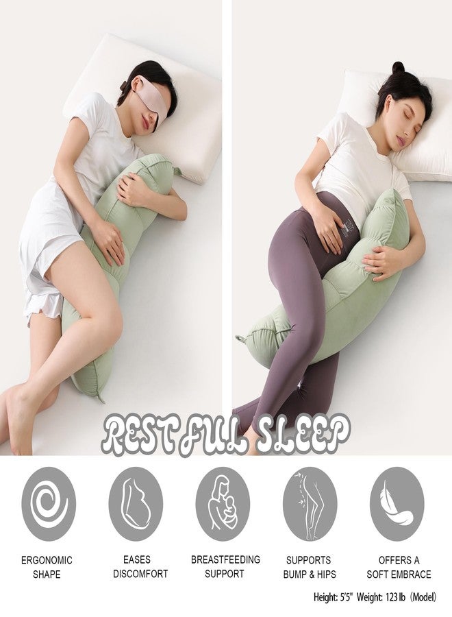 Ailuteie Peallow(Pat. Pend) - Long Round Body Pillow for Adults, Bolster Pillow for Sleeping, Soft and Supportive Pillow for Sleeping & Lumbar Support (Celadon Green, 29.5") - Image 5