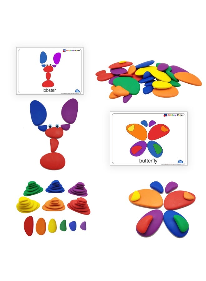 عام قوس قزح الحصى ، البلاستيك أوزة مكدسة الحجارة ، التعليم المبكر اللعب ، مونتيسوري الوسائل التعليمية - Image 2