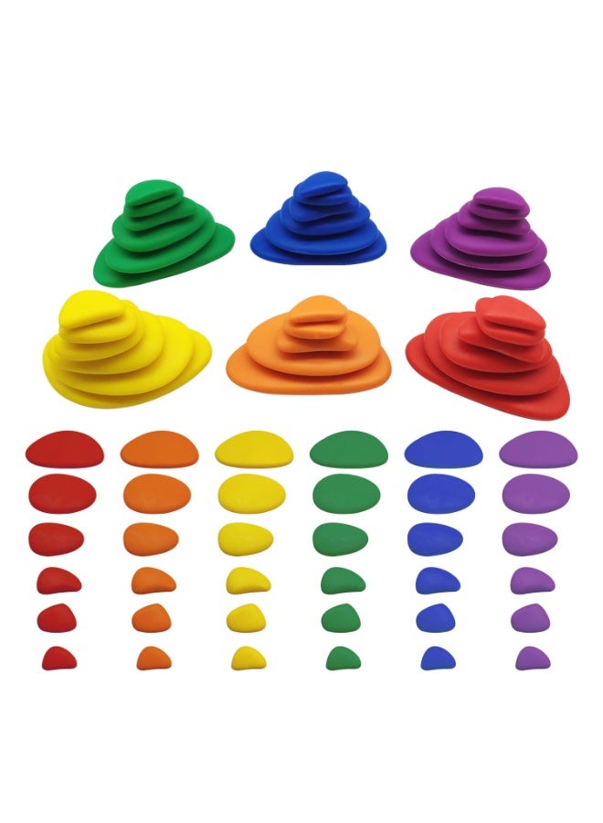 عام قوس قزح الحصى ، البلاستيك أوزة مكدسة الحجارة ، التعليم المبكر اللعب ، مونتيسوري الوسائل التعليمية - Image 3