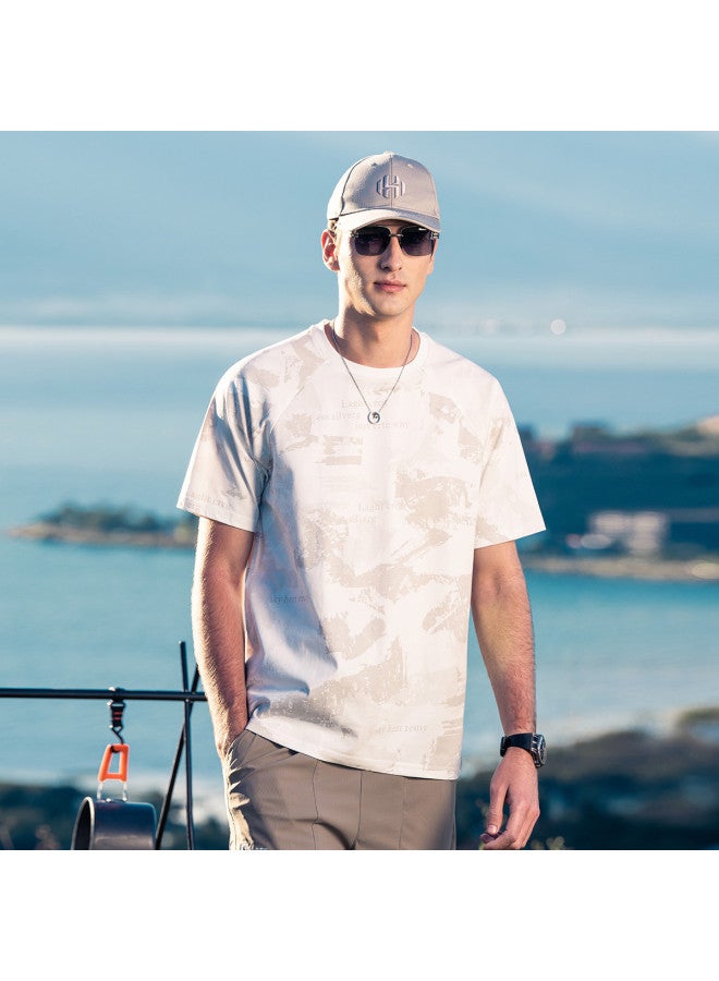 All-over Seamless Letter Print】short Sleeve T-shirt For Men Youth 2025 Raglan Sleeve Tee Men's T-shirt - Image 3