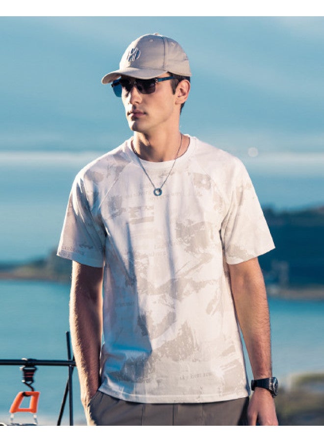 All-over Seamless Letter Print】short Sleeve T-shirt For Men Youth 2025 Raglan Sleeve Tee Men's T-shirt - Image 1
