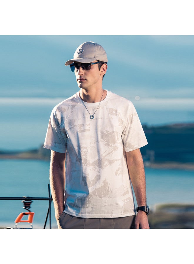 All-over Seamless Letter Print】short Sleeve T-shirt For Men Youth 2025 Raglan Sleeve Tee Men's T-shirt - Image 2
