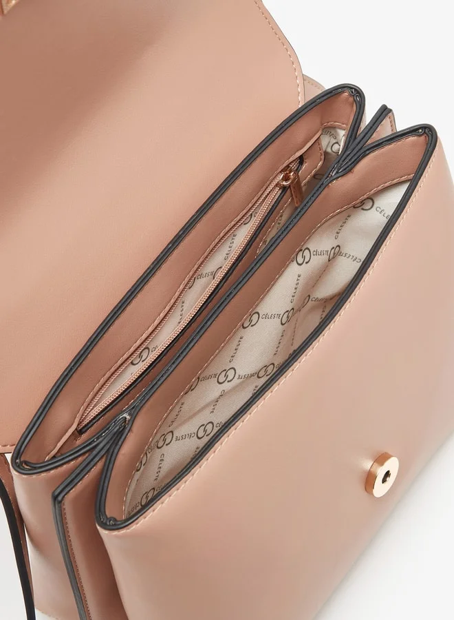 Celeste Women's Solid Satchel Bag with Top Handle and Magnetic Closure