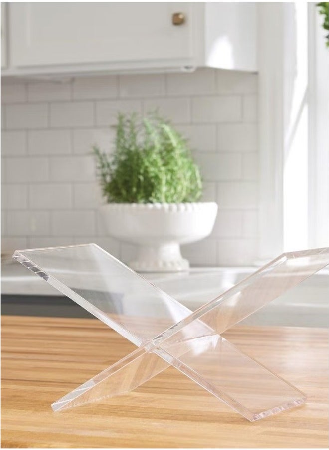 Dreamzon Acrylic Book Stand For Reading X Shaped Book Stand For Reading Open Books Book Shelf Cookbook Holder Quran Bible Display Stand  - Image 1