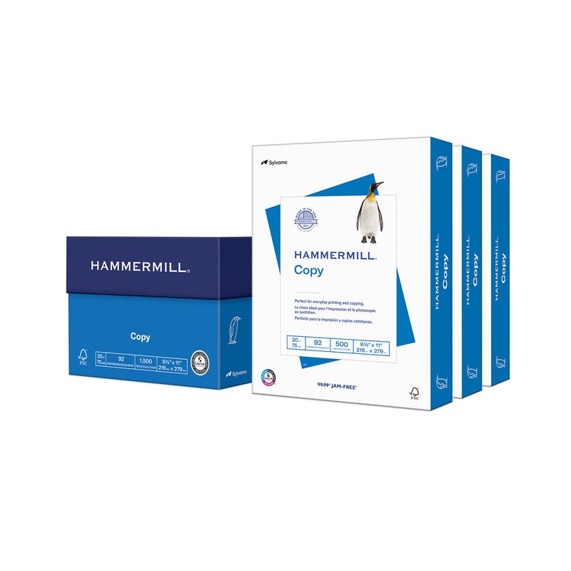 Hammermill Printer Paper 20 Lb Copy Paper 85 x 11 3 Ream 1500 Sheets 92 Bright Made in the USA 500 Count pack of 3