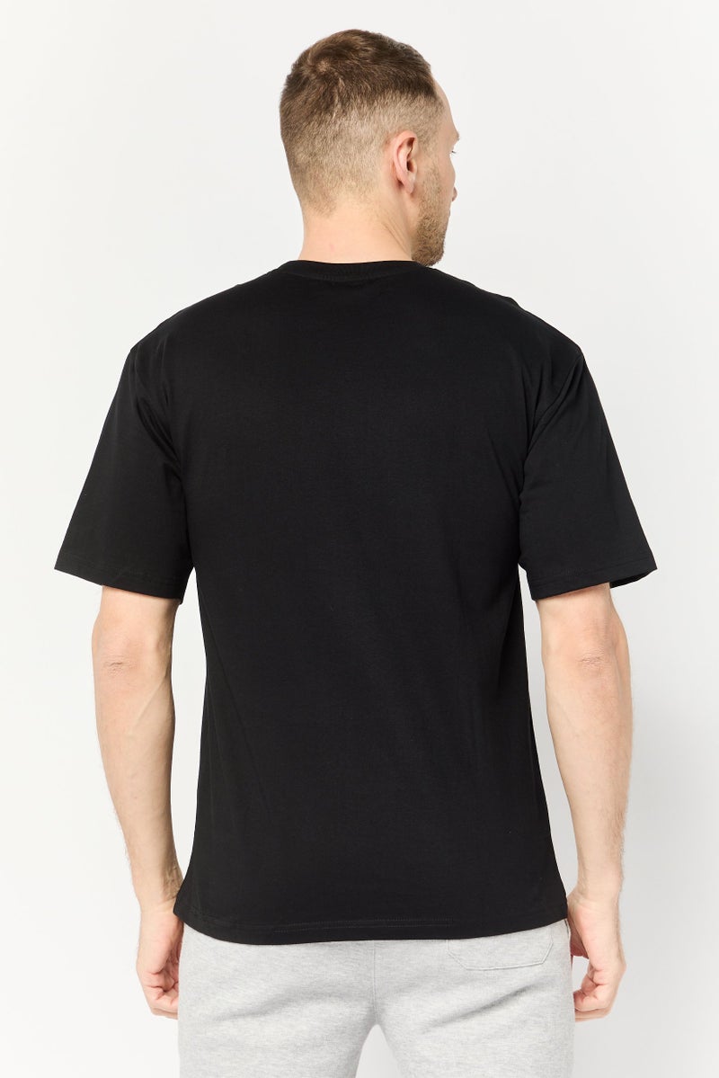 Rocky تي شيرت رجالي بأكمام قصيرة وياقة دائرية، شعار العلامة التجارية، أسود - Image 4