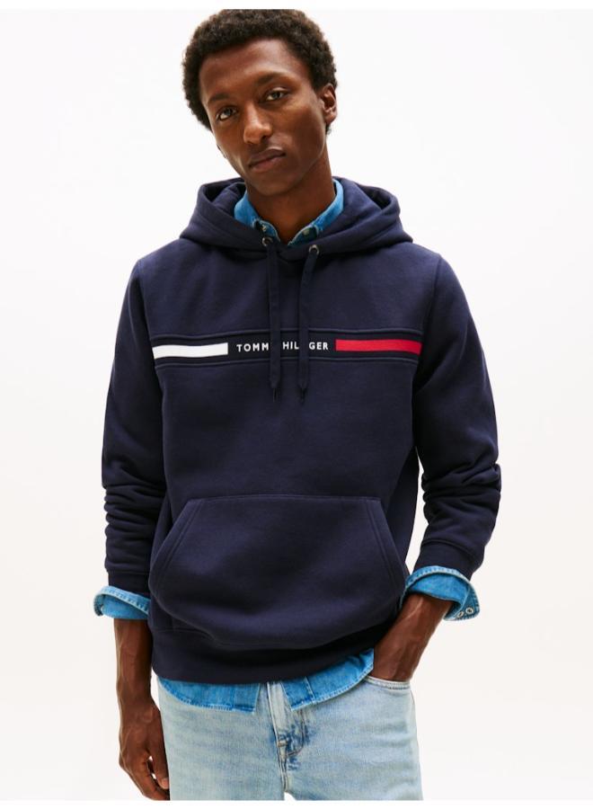 TOMMY HILFIGER Logo Insert Flex Fleece Drawstring Hoody - Image 1