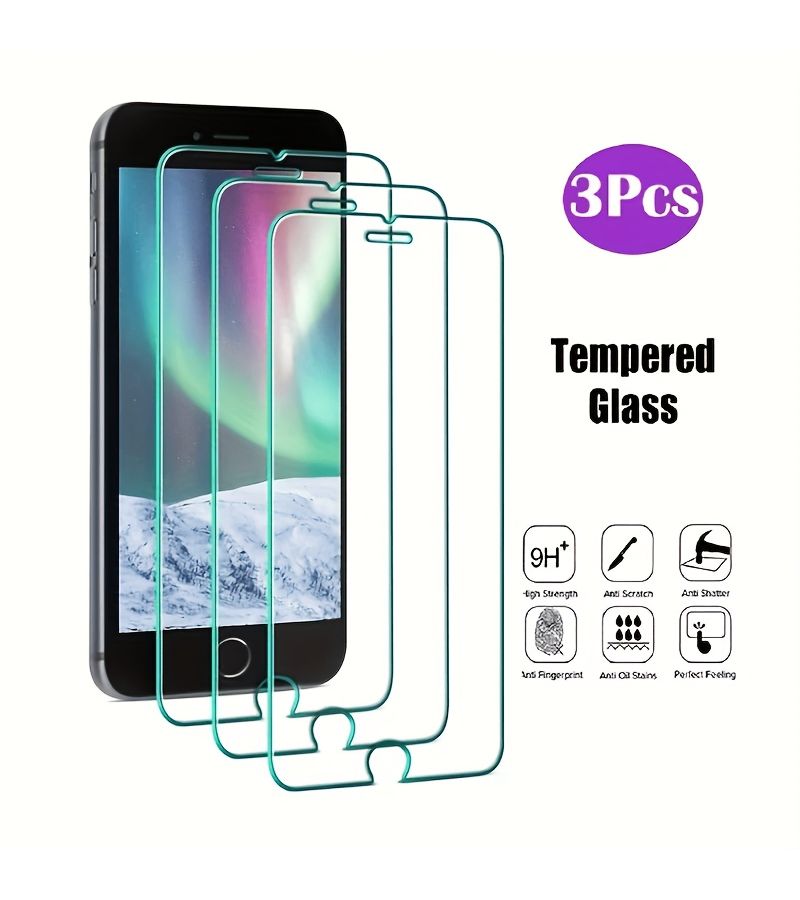 3pcs Tempered Glass Screen Protector For iPhone SE 2022 Not Full Cover - Image 1