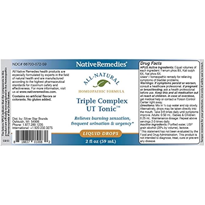 Native Remedies Triple Complex UT Tonic - Natural Homeopathic Formula to | Relieve Bladder Irritation, Burning Sensation, Frequent Urination and Urgency - 59 mL - Image 5
