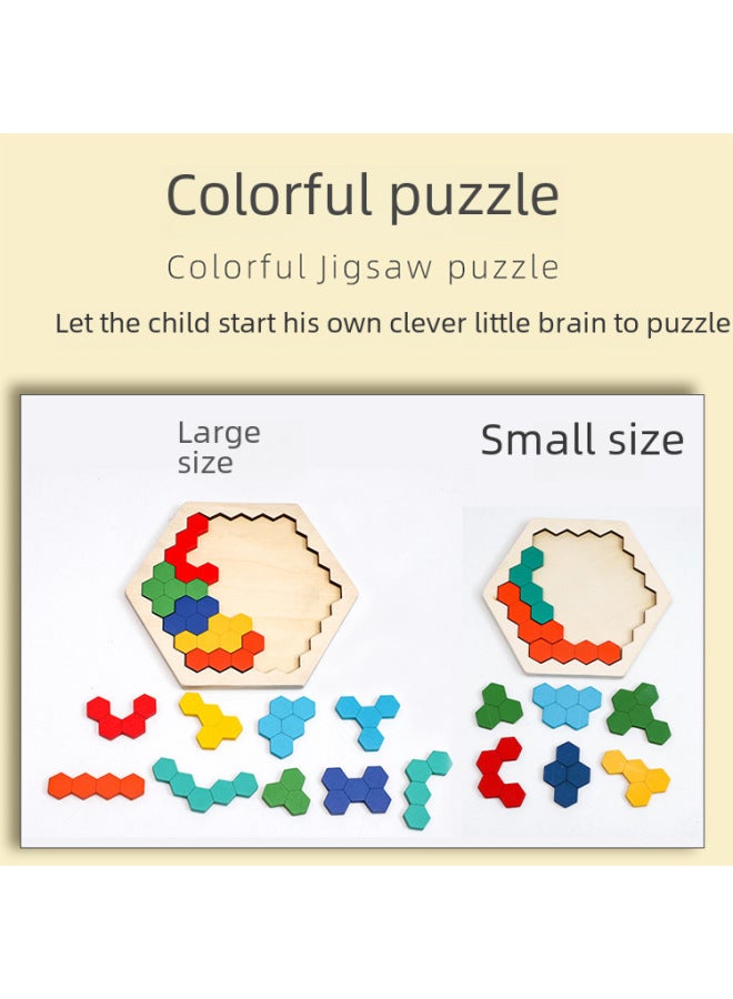 Wooden Changeable Honeycomb Puzzle Boys And Girls Color Puzzle Kindergarten Early Education Baby Children's Educational Toys - Image 3
