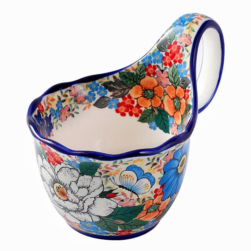 ALMA 2025 Updated Microwavable Soup Bowl with Large Long Handle,18oz Soup Bowl Giftable for Women,Unique Cereal Bowl for Soup,Yogurt,Snack,Chip,Stew,Ice cream-Wildflower Waltz Theme - Image 1