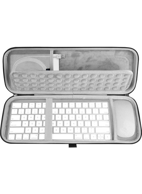 Keyboard Carrying Case, Hard Shell Protective Travel Bag, Compatible with Apple Magic Keyboard, Apple Magic Keyboard and Apple Magic Mouse Combo Case (Light Gray)
