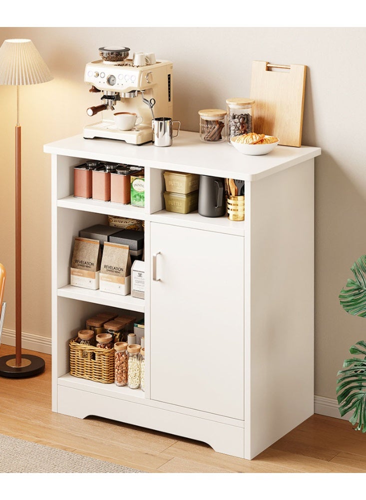 Generic Kitchen Cabinet, Wooden Storage Cabinet with Door and Open Shelves for Living Room Bedroom and Kitchen, Small Sideboard Cabinet for Tea and Coffee, ZWG004 (White)  - Image 1